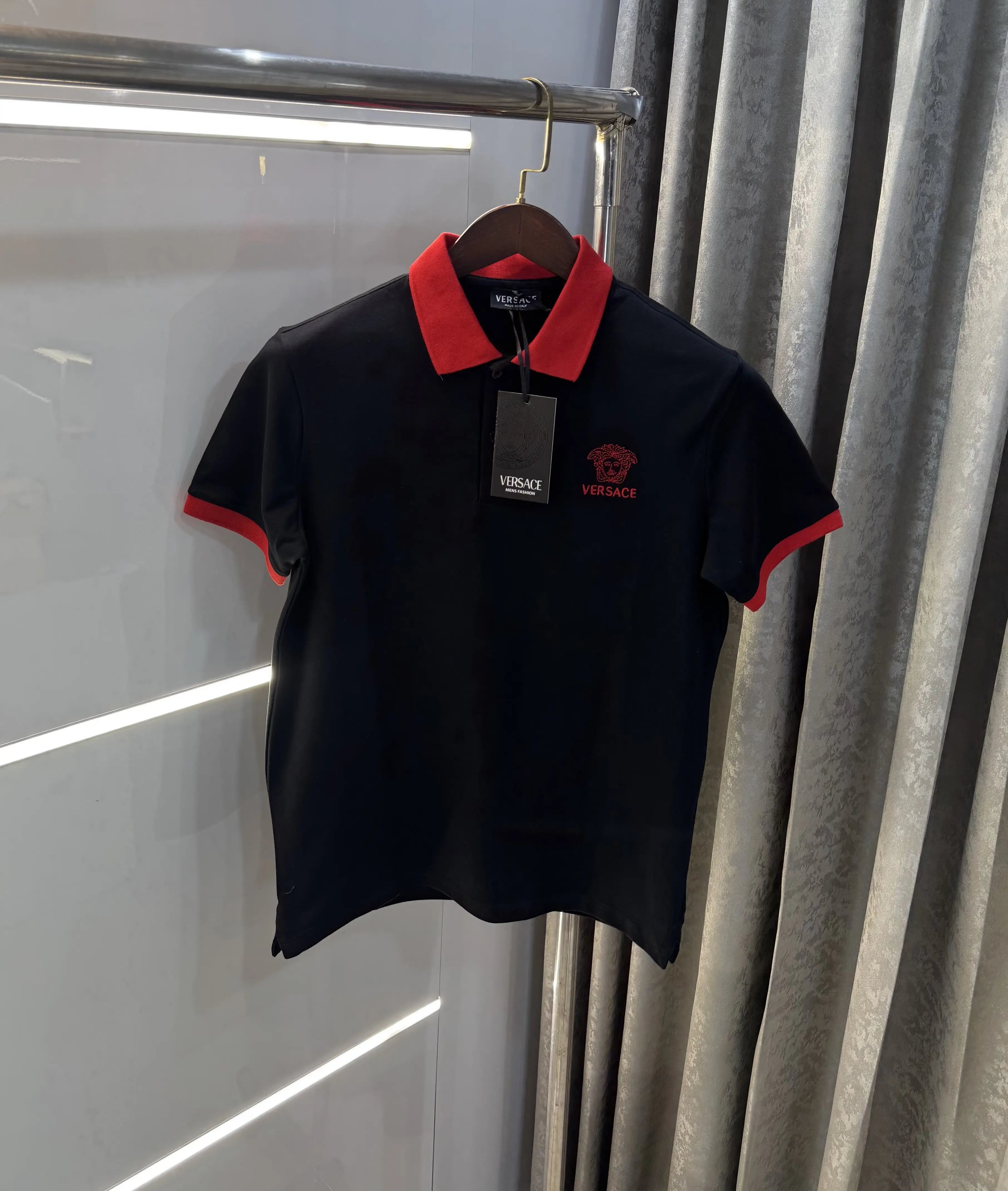 Versace Couture Black Logo Work Imported Polo T-Shirt