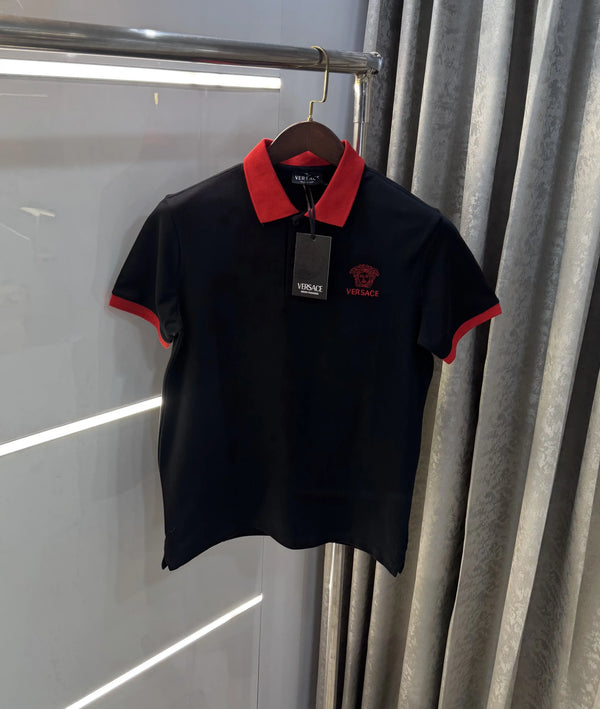 Versace Couture Black Logo Work Imported Polo T-Shirt