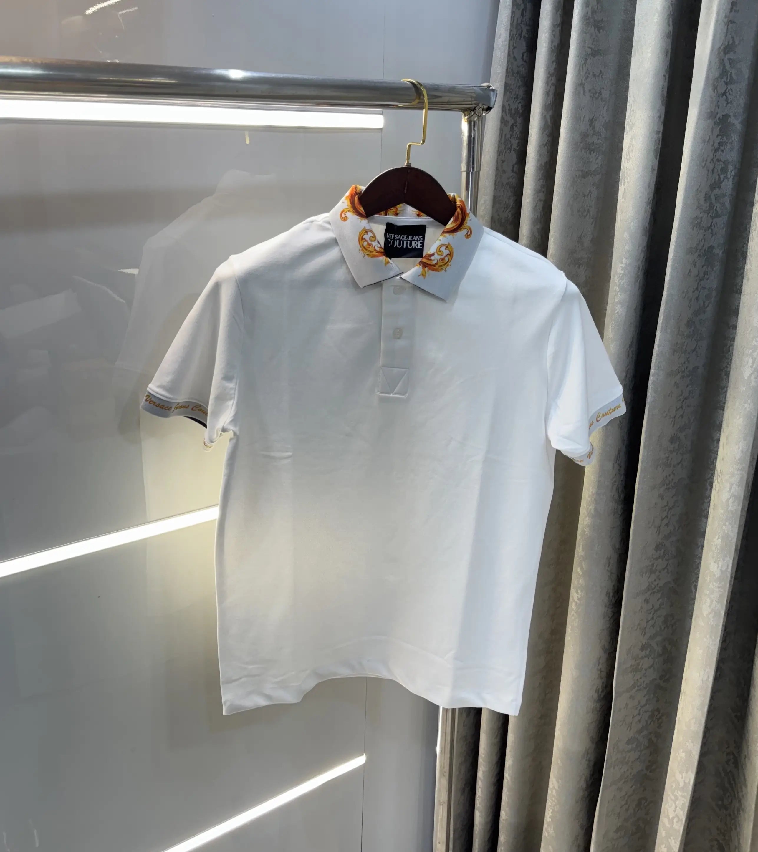 Versace Couture White Logo Work Imported Polo T-Shirt