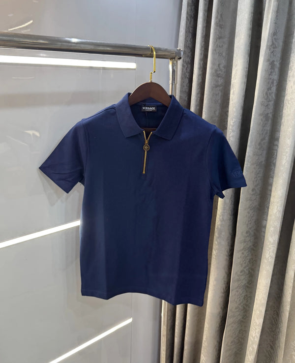Versace Couture Petrol Blue Logo Work Imported Polo T-Shirt