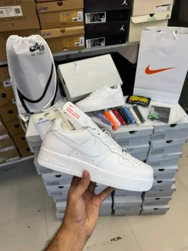Nik_e Airforce 1 Short Leather Men White Bustbag & Bill CarryBag 1 Bottle lace Fixx Only
