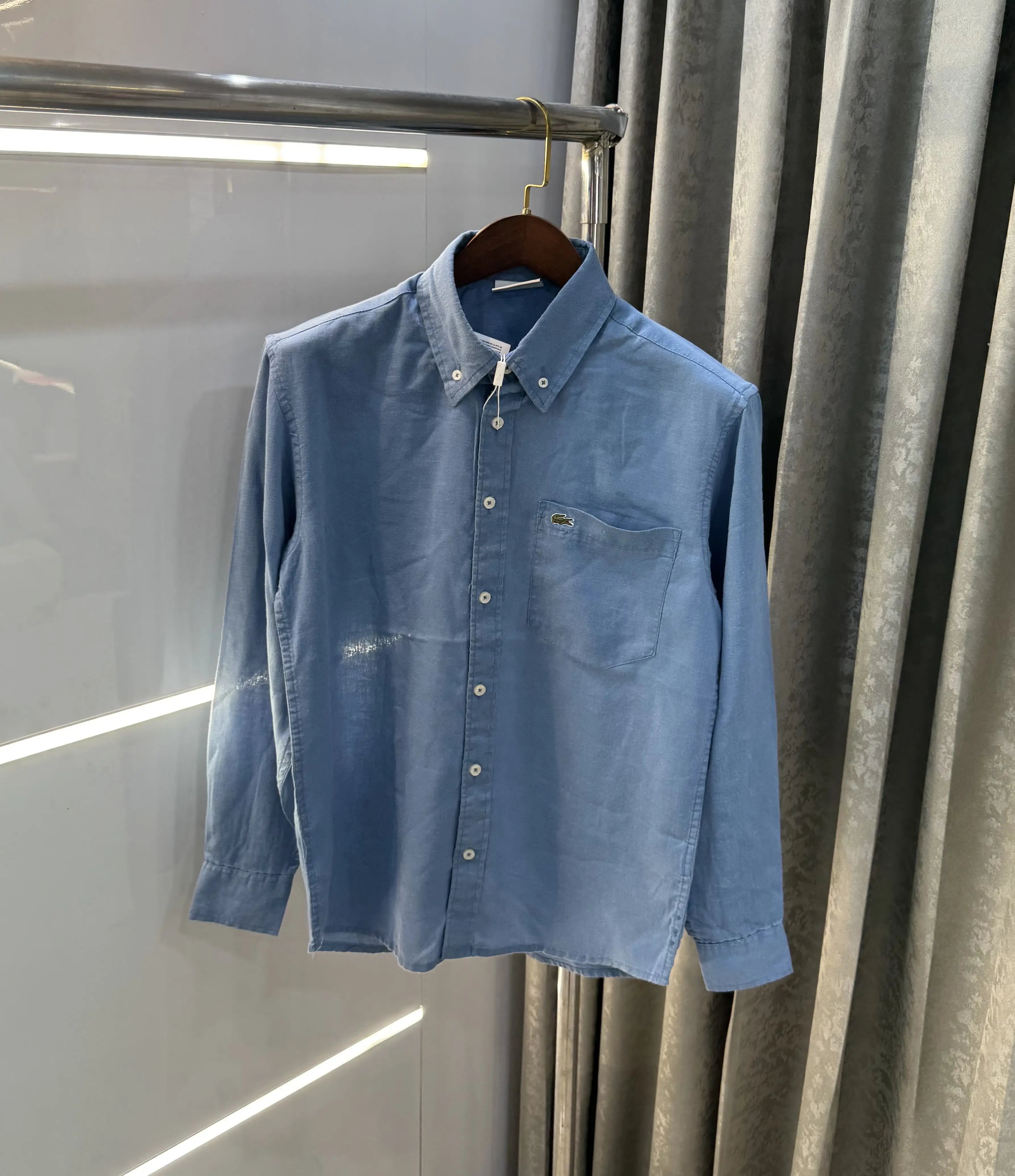Lacoste Blue Embroidery Logo Premium Linen Shirt Secondary image