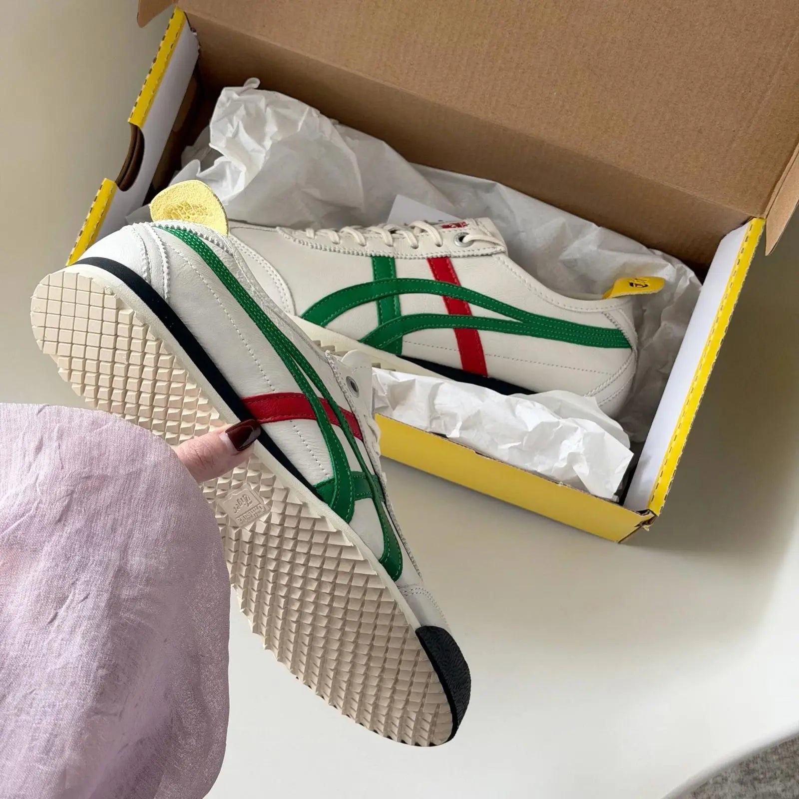 Onitsuka Tiger Mexico 66 SD Birch Green Red Sneakers Mens D-2079