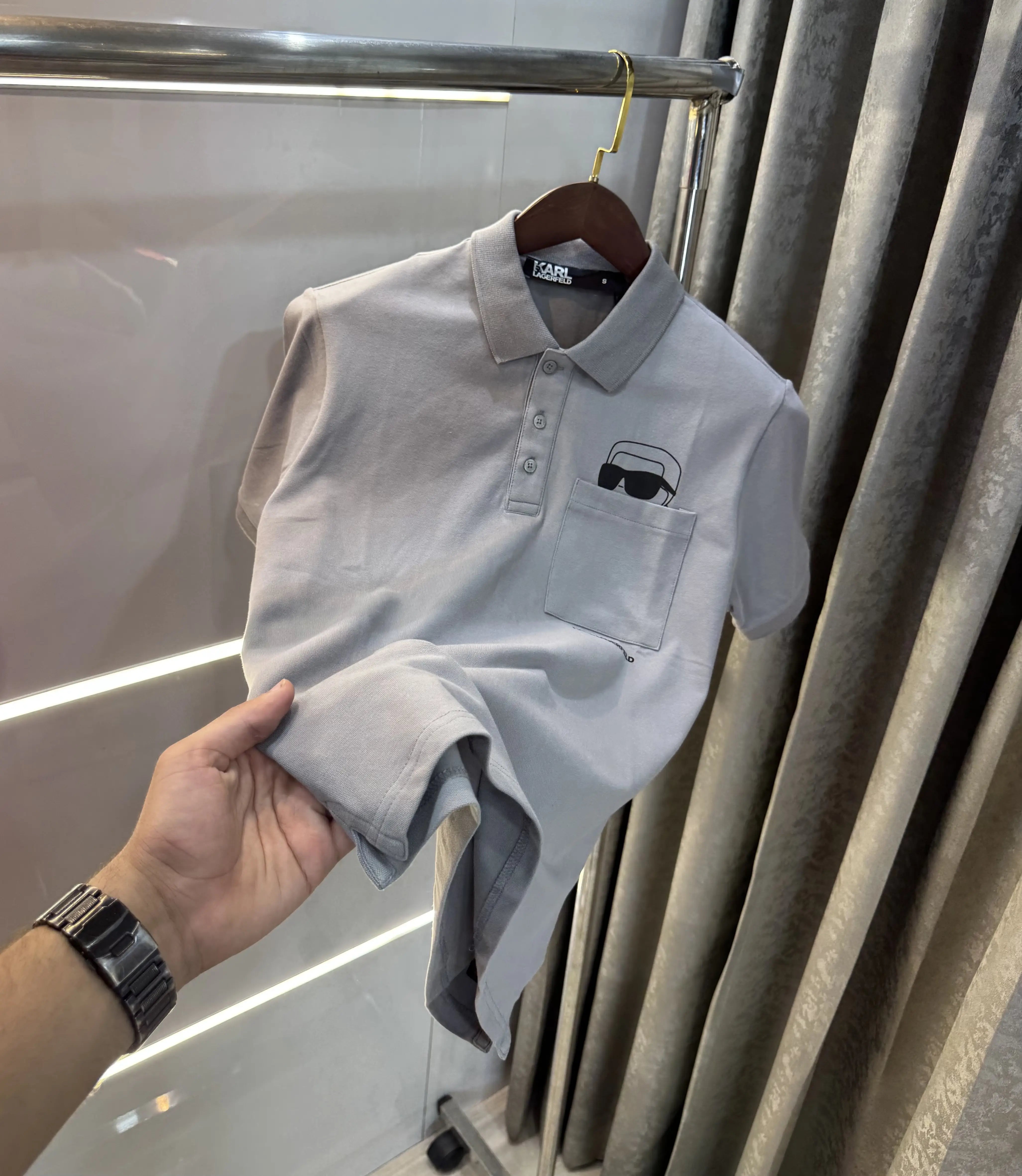 Karl Lagerfled Grey Imported Polo T-Shirt Secondary image