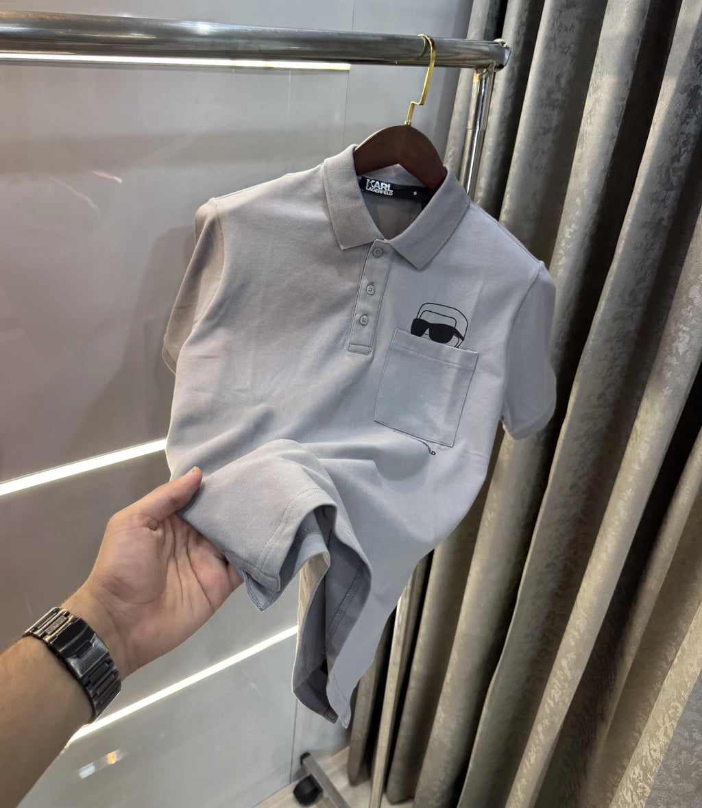 Karl Lagerfled Grey Imported Polo T-Shirt