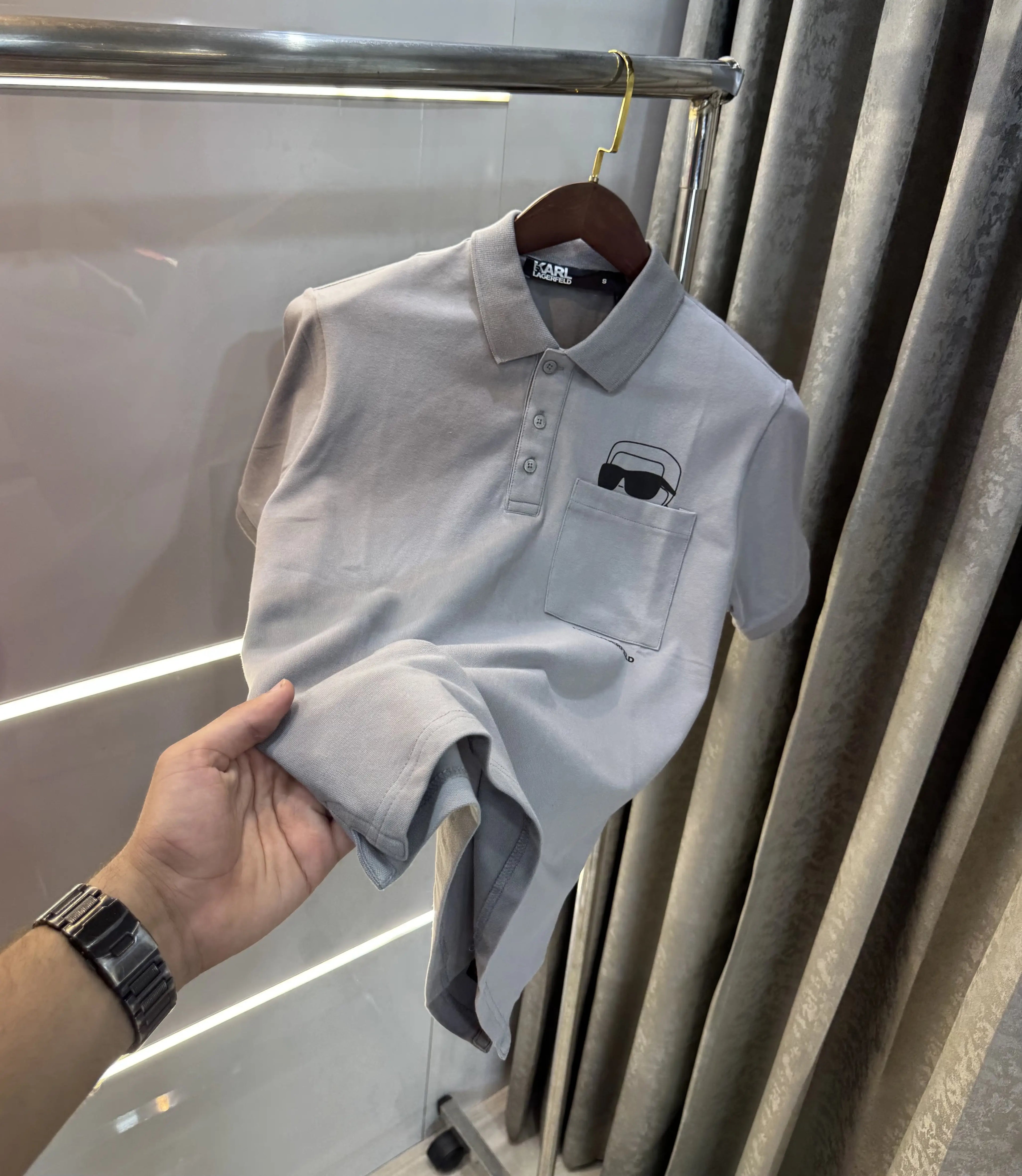 Karl Lagerfled Grey Imported Polo T-Shirt