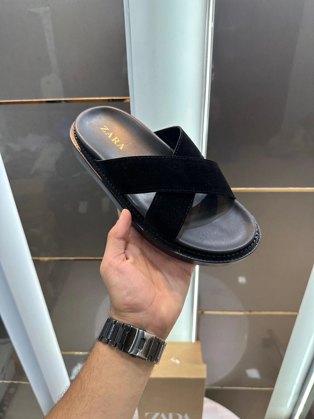 Zara_Black Premium Slide For Men