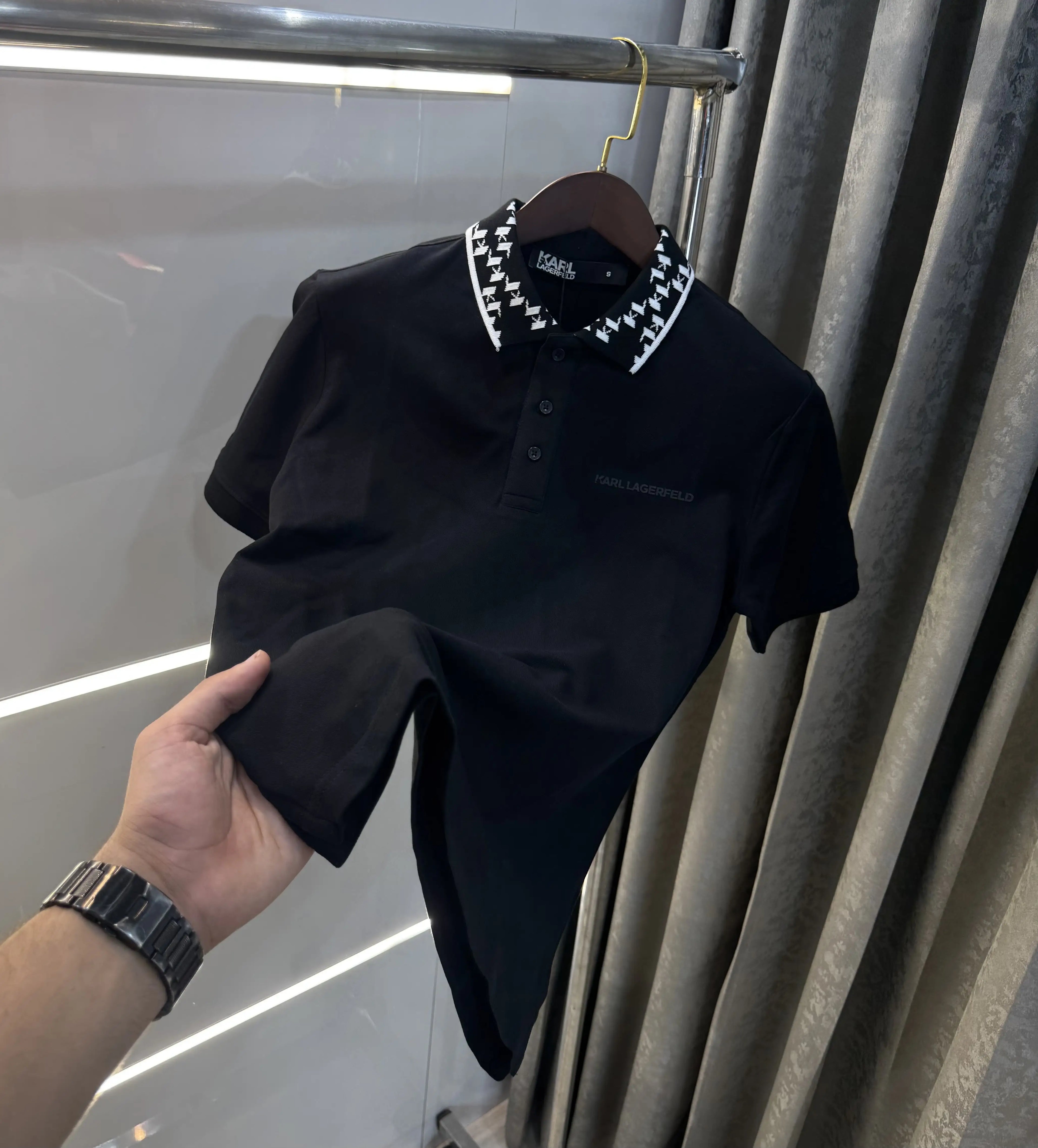 Karl Lagerfled Black Imported Polo T-Shirt