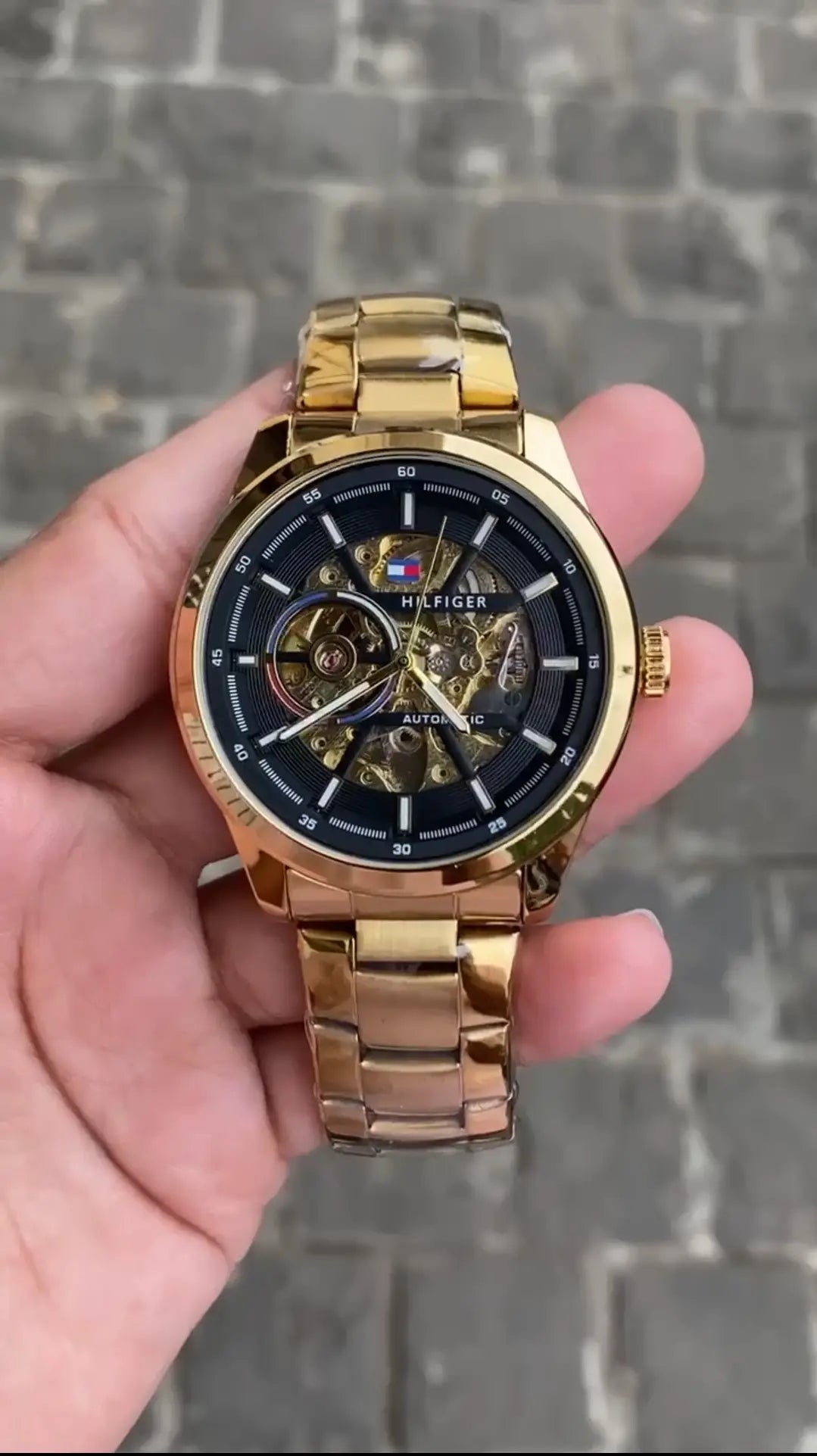 Tommy Hilfige r Automatic Chain Gold Black Main image