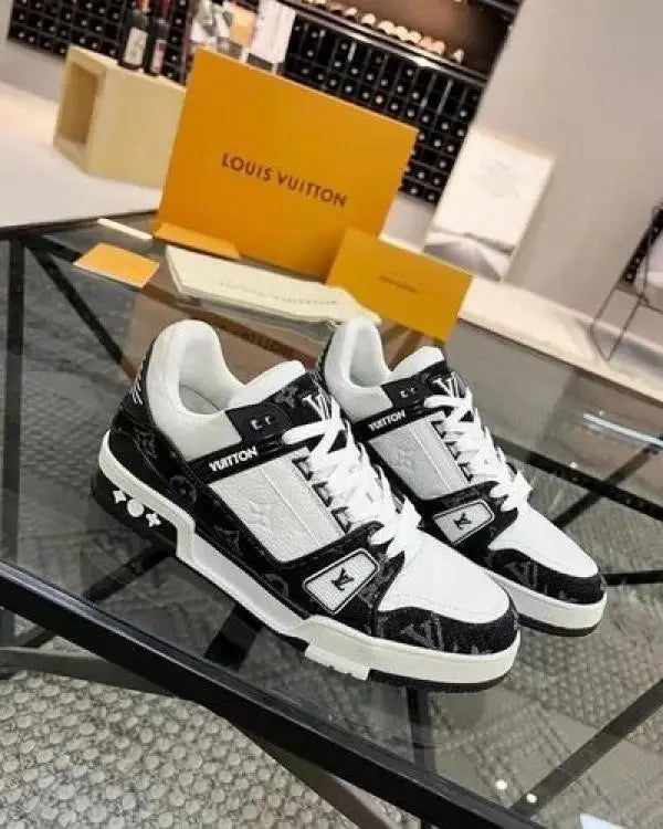 Loui_s Vuitton LV Trainer Monogram White Black Denim With Accessories