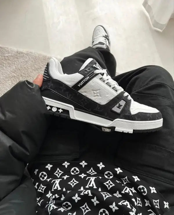 Loui_s Vuitton LV Trainer Monogram White Black Denim With Accessories