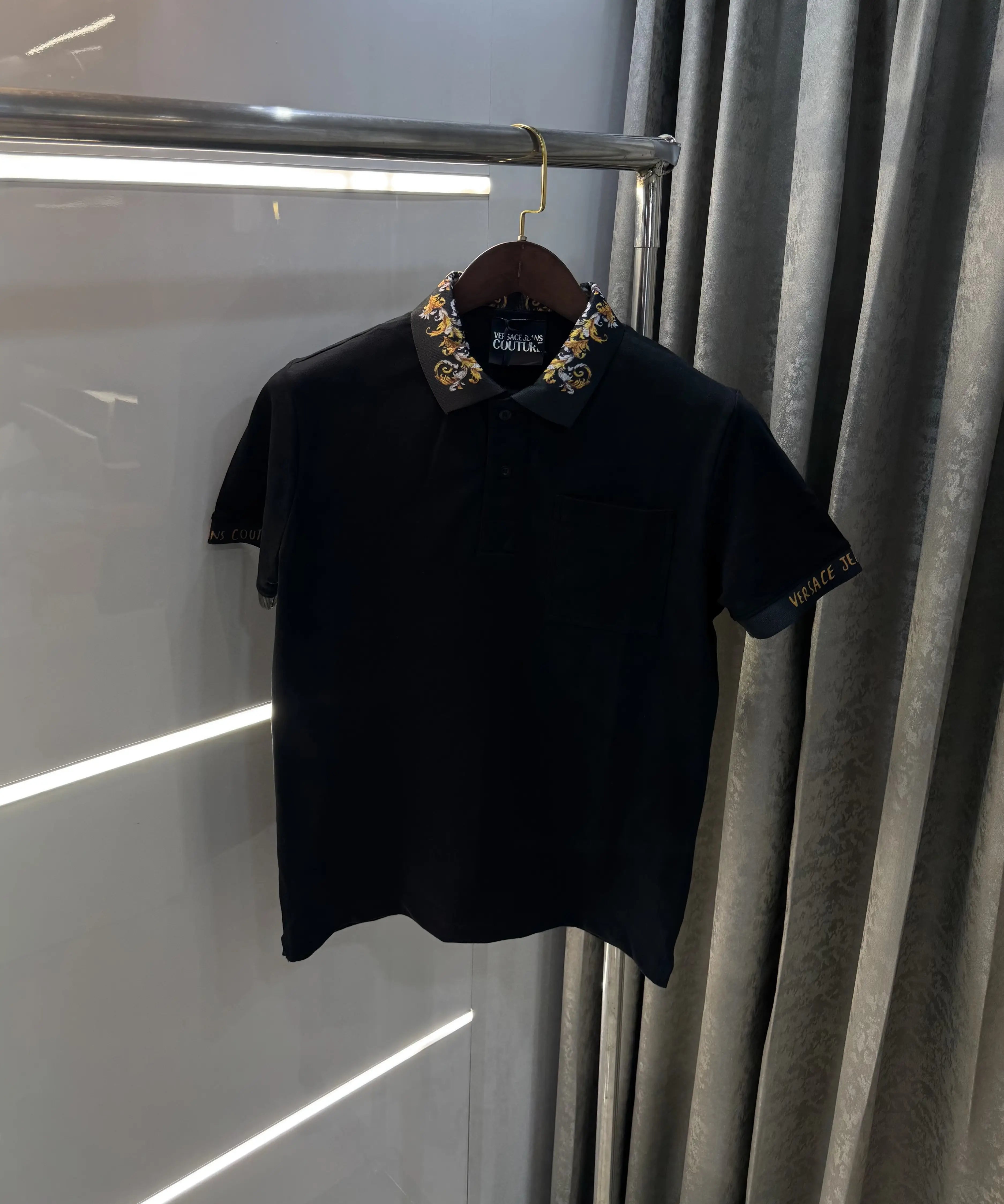 Versace Couture Black Logo Work Imported Polo T-Shirt Secondary image