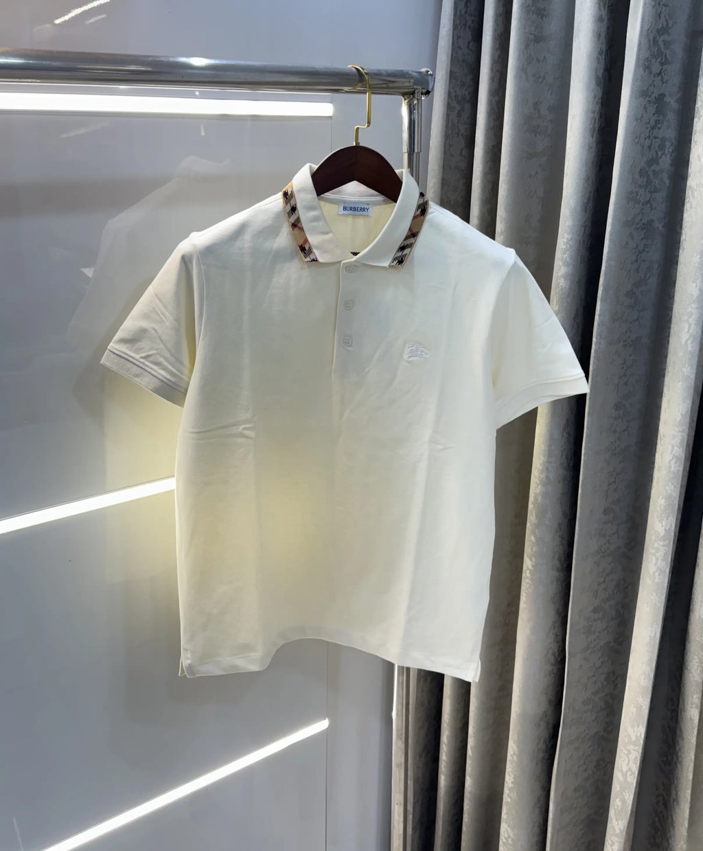 Burberr y Cream Embroidery Logo  Premium Classic Polo T-Shirt