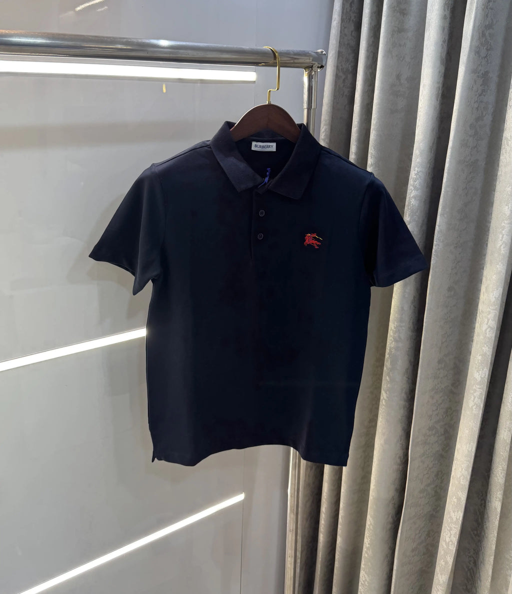 Burberr y Navy Blue Embroidery Logo  Premium Classic Polo T-Shirt