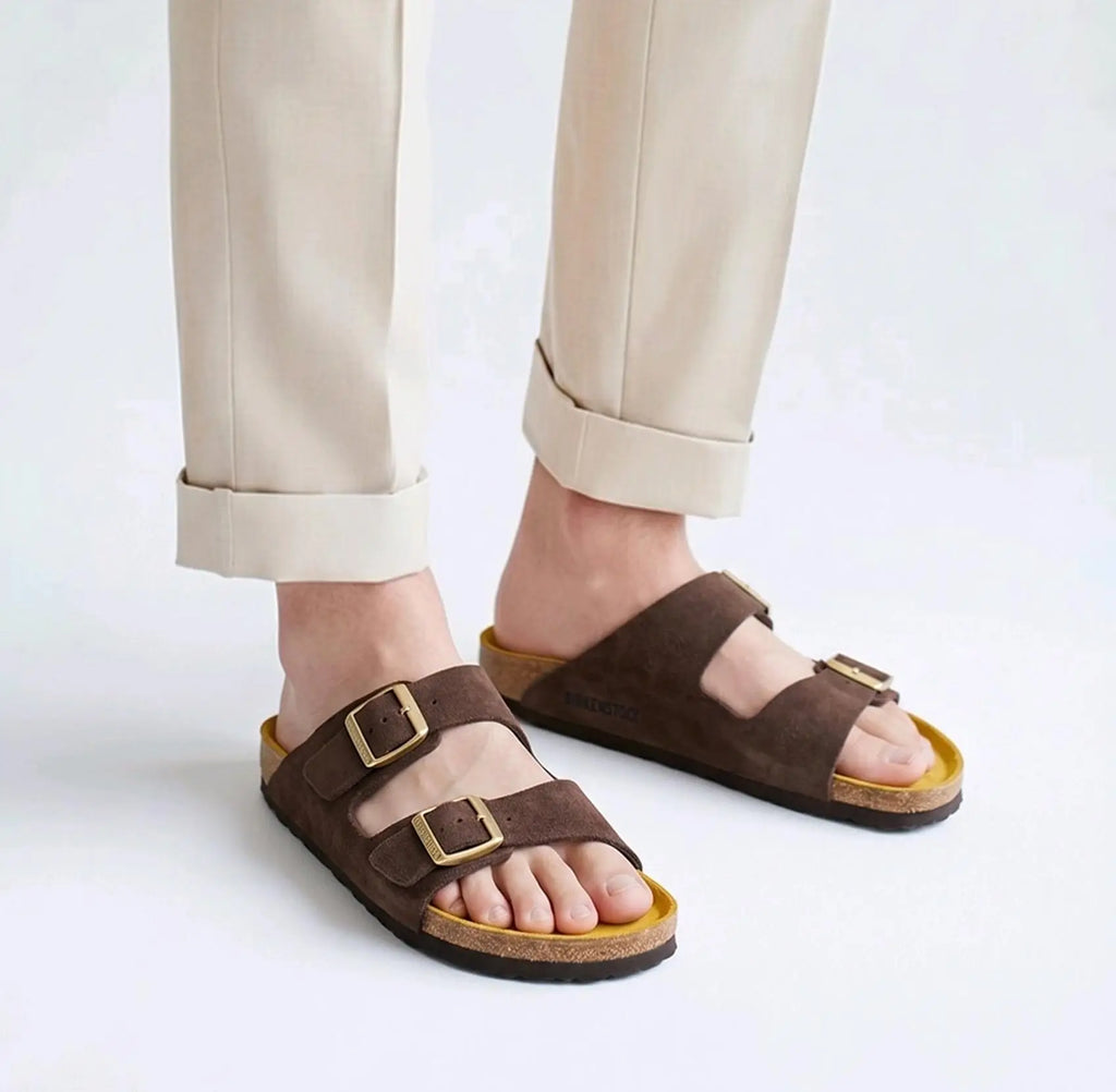 Birkenstock_Brown Arizona Suede Leather Slide