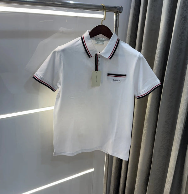 Gant White Embroidery Logo Premium Polo T-shirt