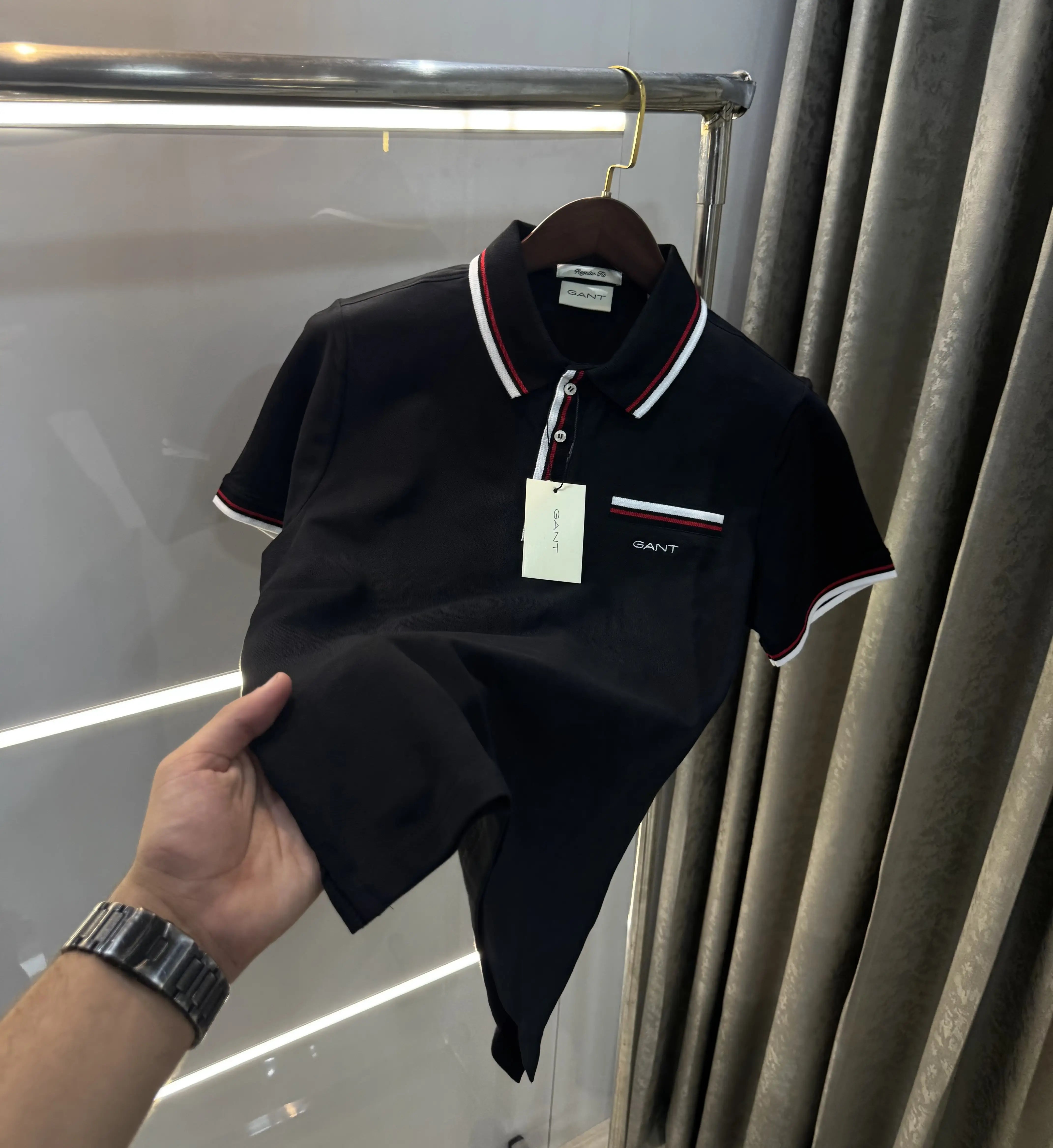 Gant Black Embroidery Logo Premium Polo T-shirt Main image