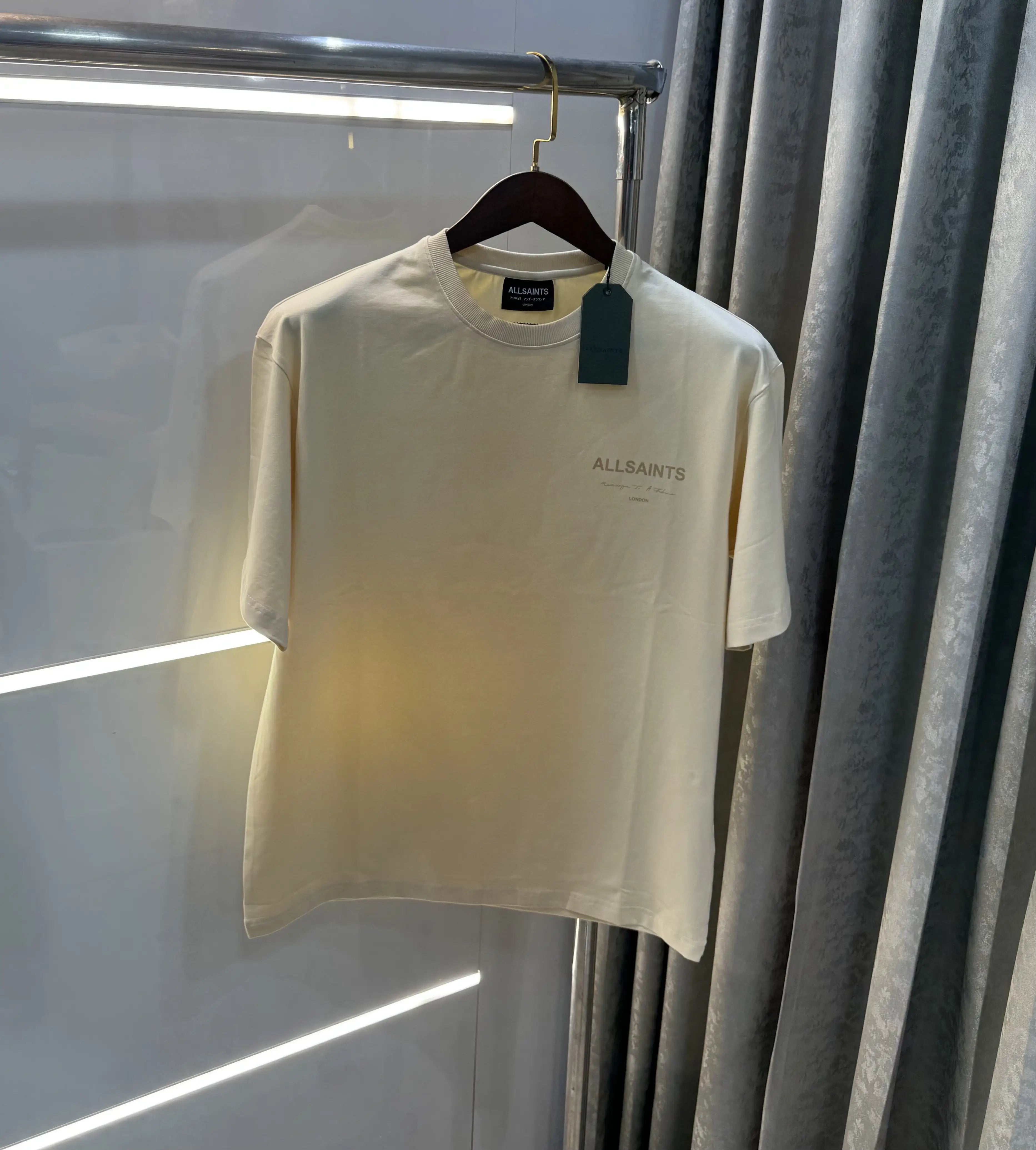 All Saints Cream Logo Print Imported Oversized T-Shirt Secondary image