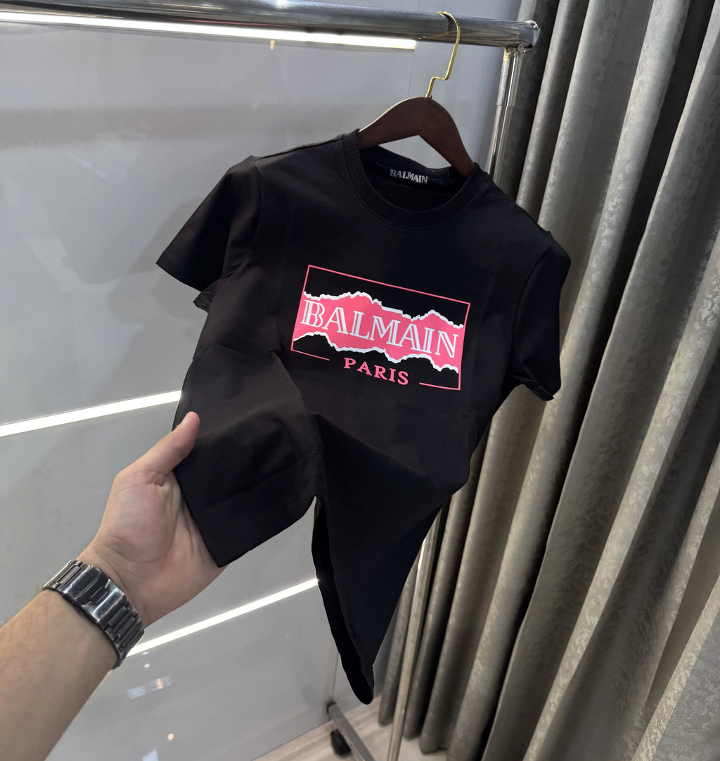 Balmain Paris Black B Logo Work Premium T-Shirt
