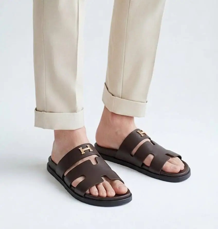 Herms Chypre Premium Brown Slides Main image