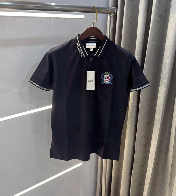 Lacoste Navy Blue Embroidery Logo Premium Polo T-shirt