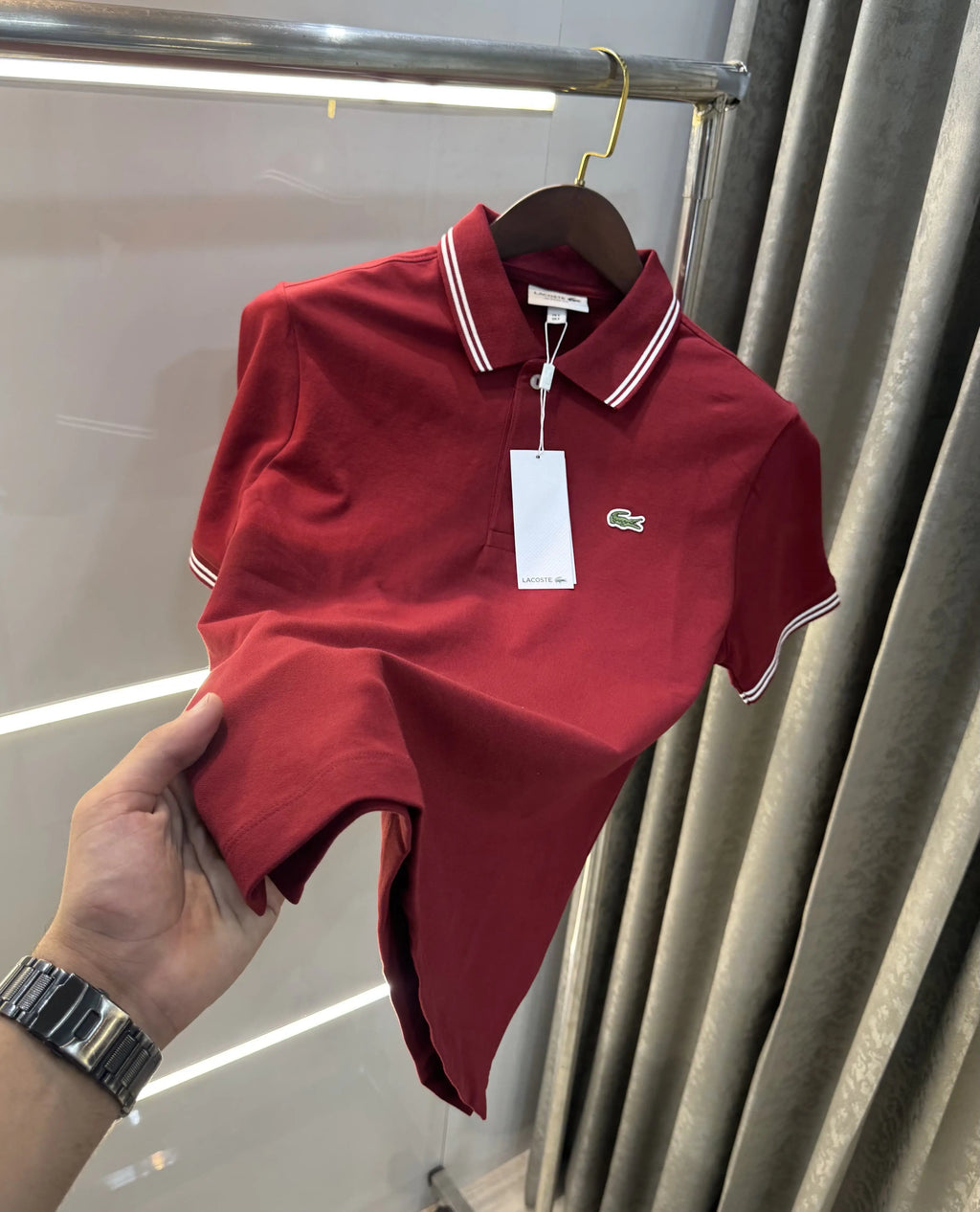 Lacost e Maroon Logo Work Premium Polo T-Shirt
