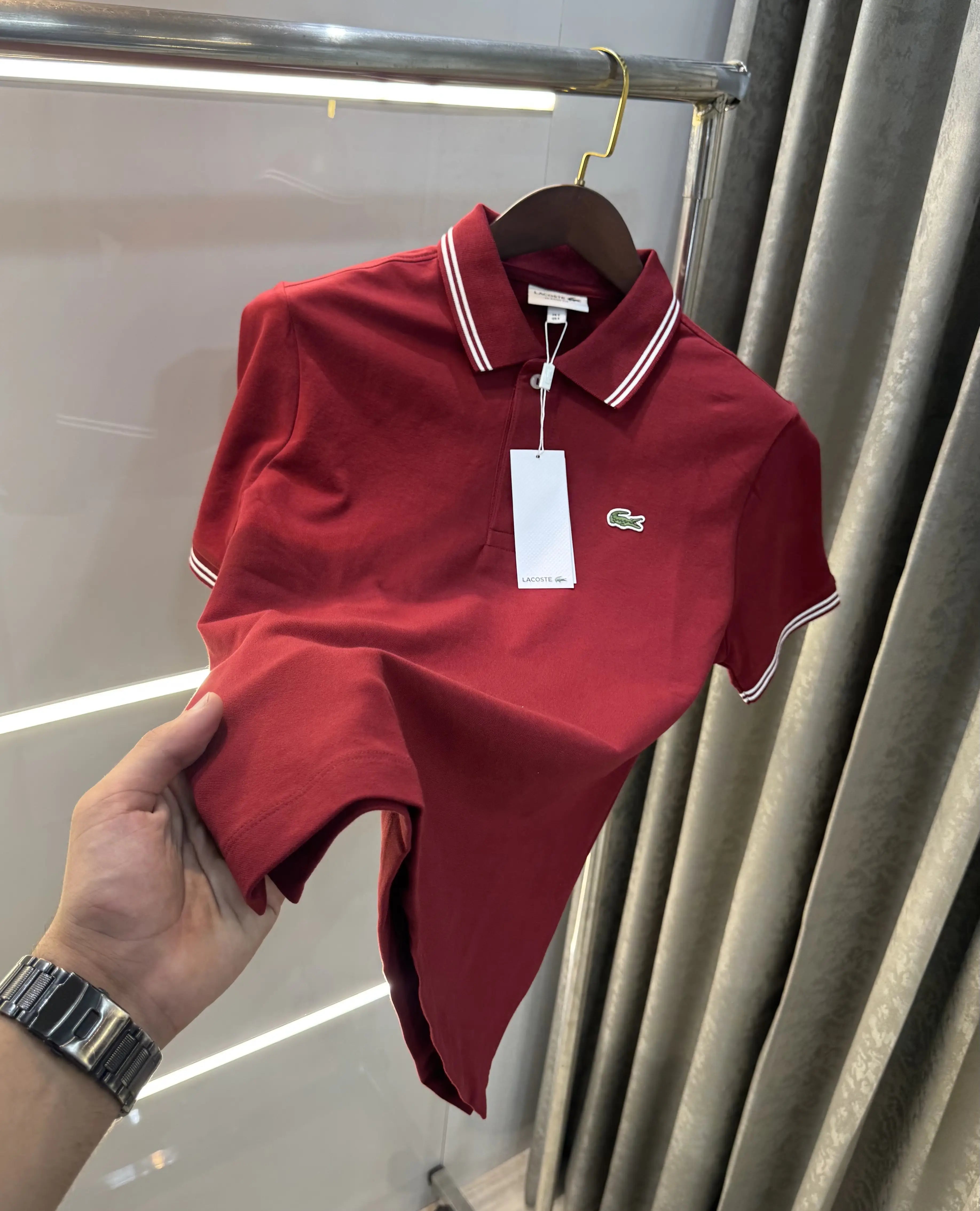 Lacost e Maroon Logo Work Premium Polo T-Shirt