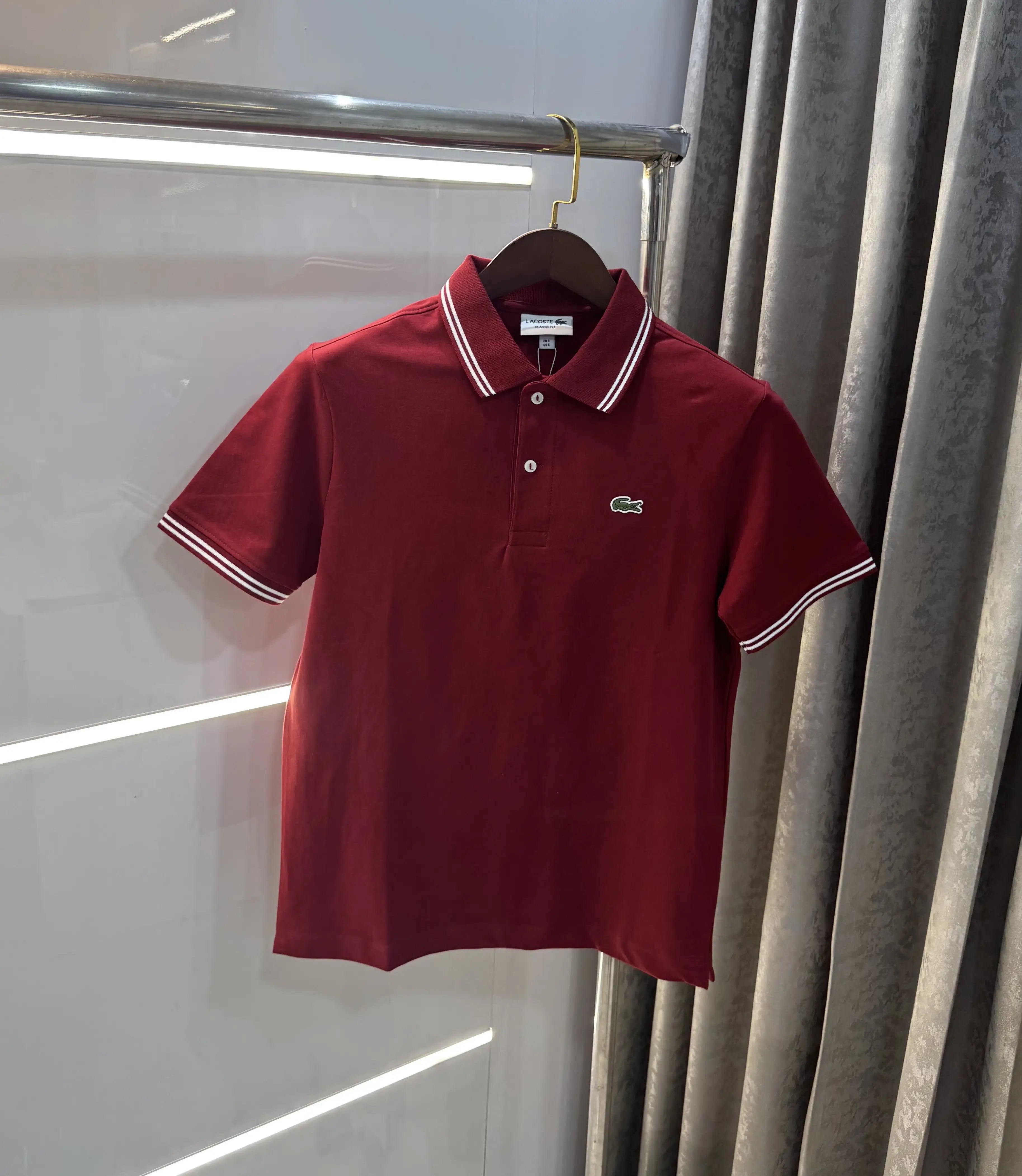 Lacost e Maroon Logo Work Premium Polo T-Shirt