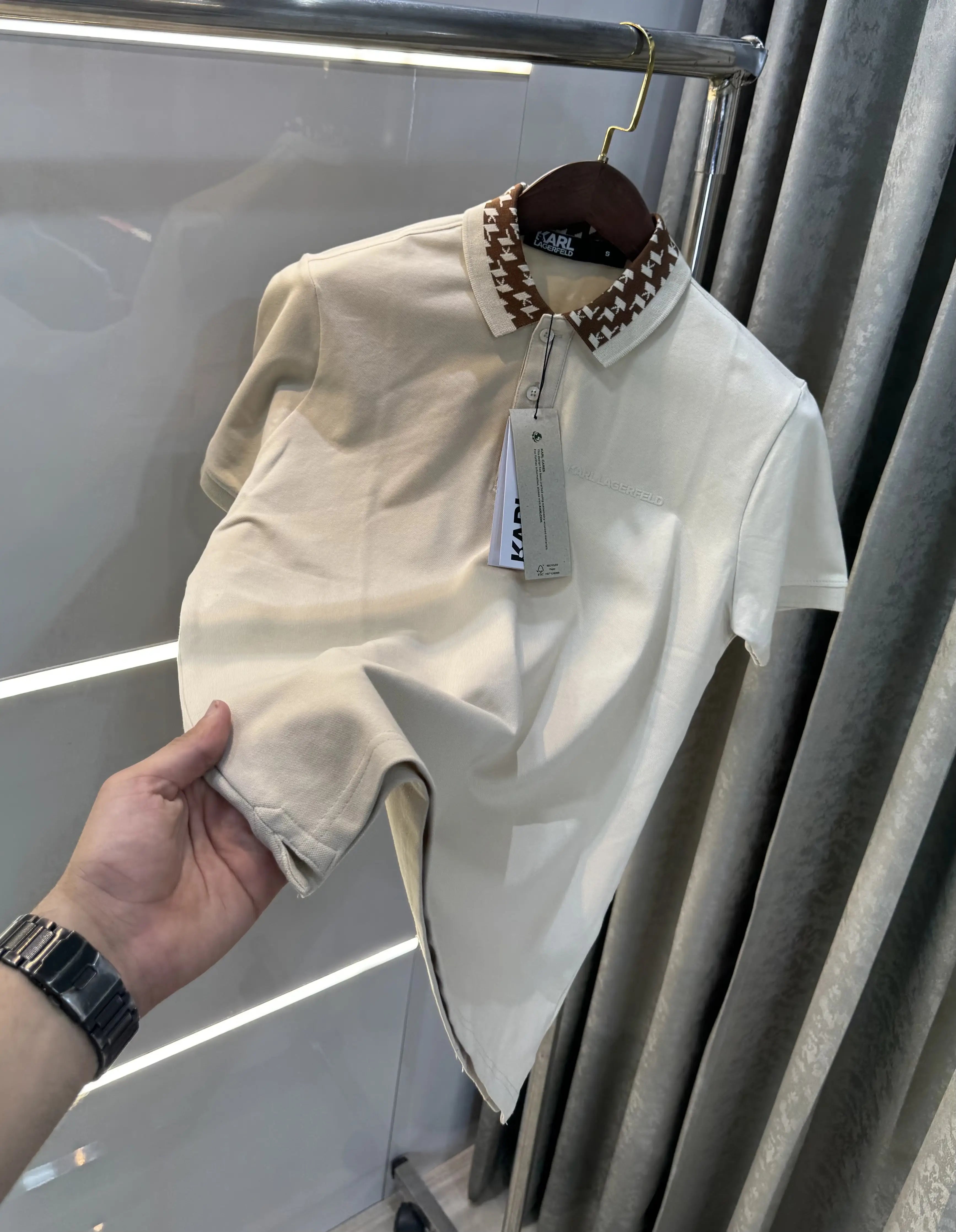 Karl Lagerfled Cream Imported Polo T-Shirt Main image