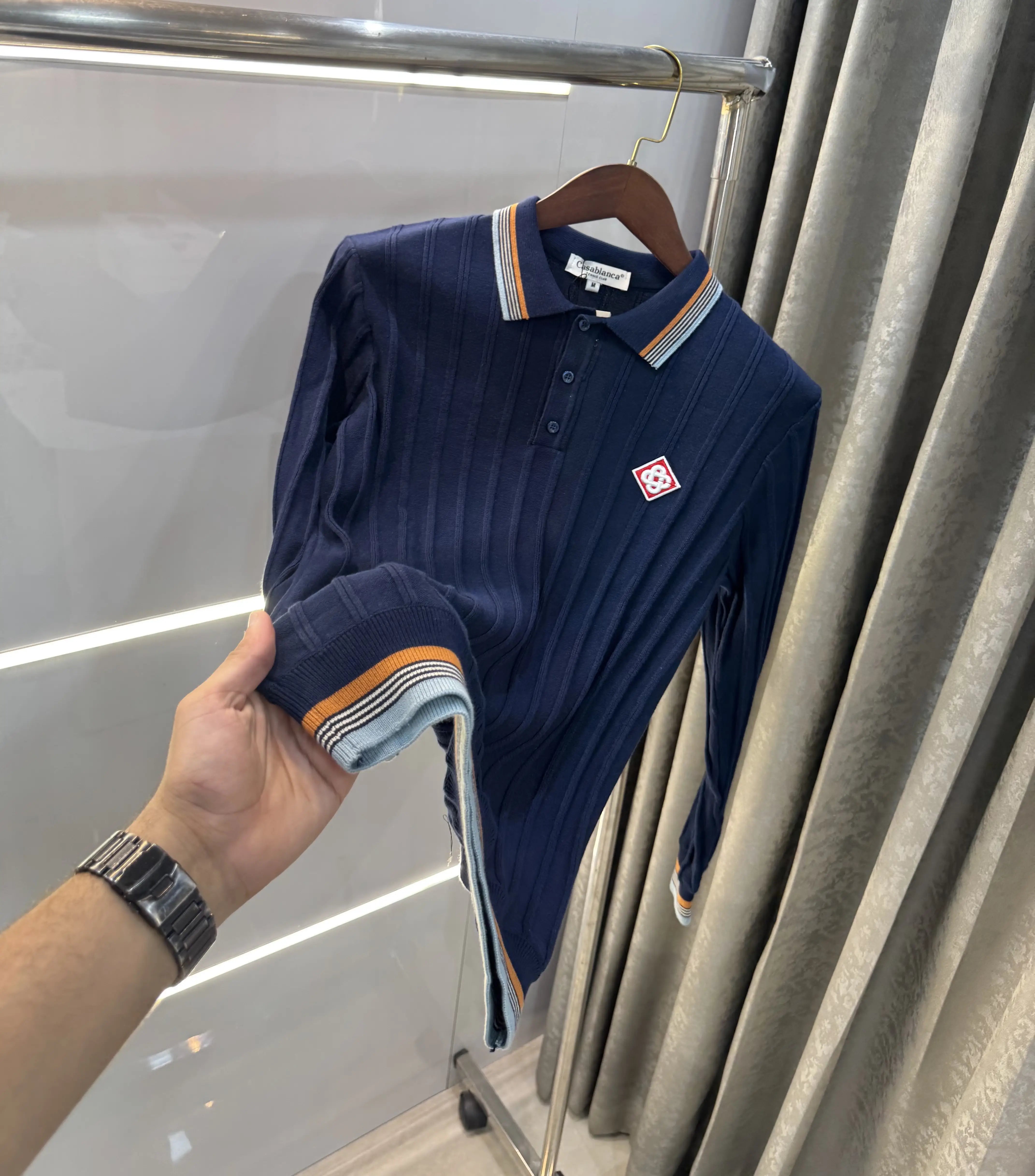 Casablanc a Navy Blue Logo Work Imported T-Shirt Main image
