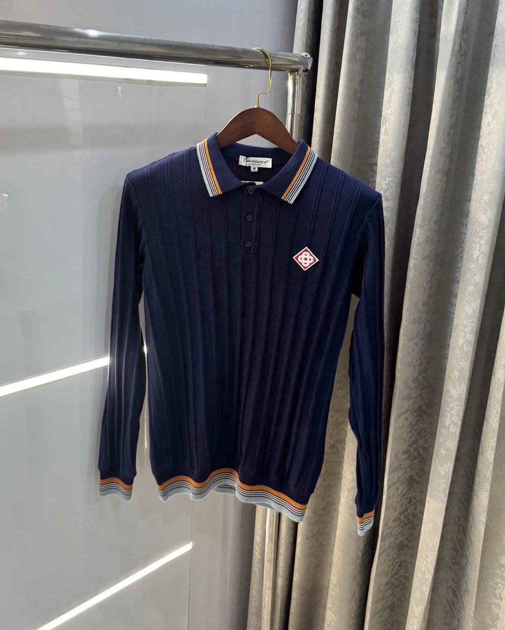 Casablanc a Navy Blue Logo Work Imported T-Shirt