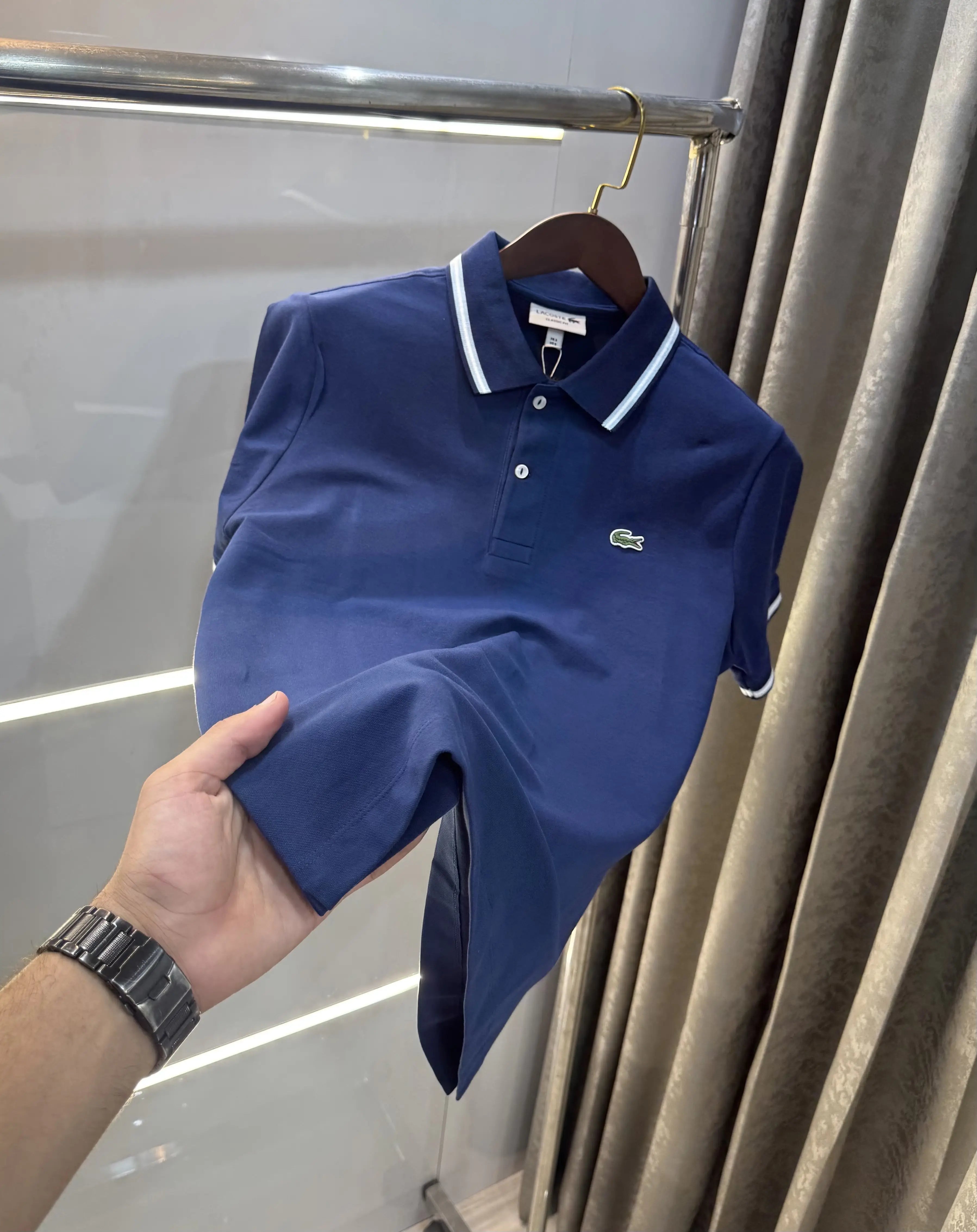 Lacost e Petrol Blue Logo Work Premium Polo T-Shirt Main image