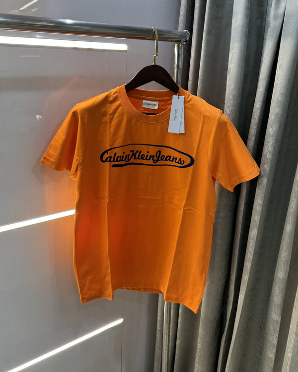 Calvin Klein Orange Logo Work Premium T-Shirt