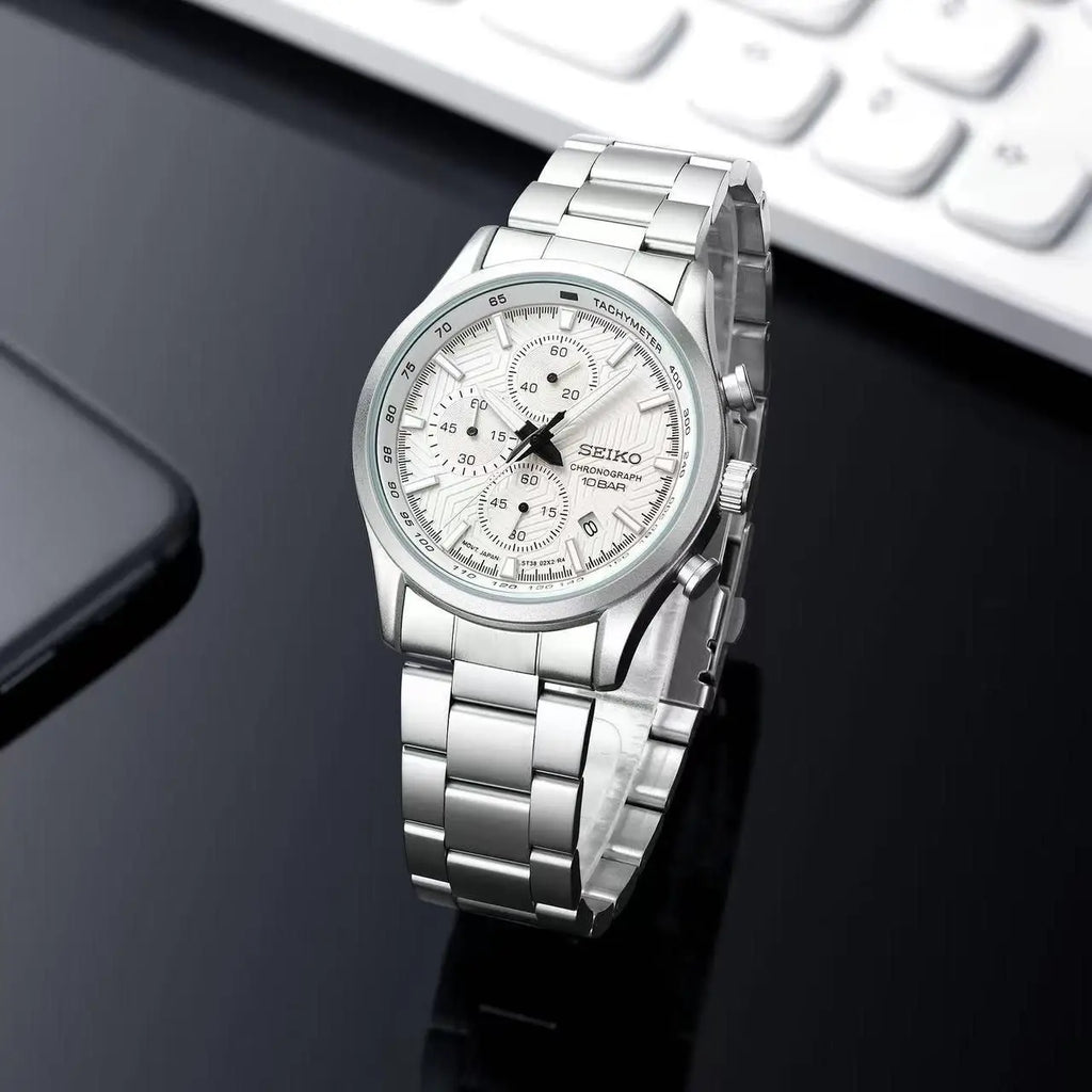 Seiko Dress Chronograph Silver White Premium Chronograph Watch