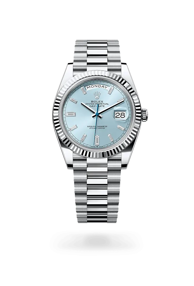 Rolex Day-Date Silver Diamond Numers SkyBlue