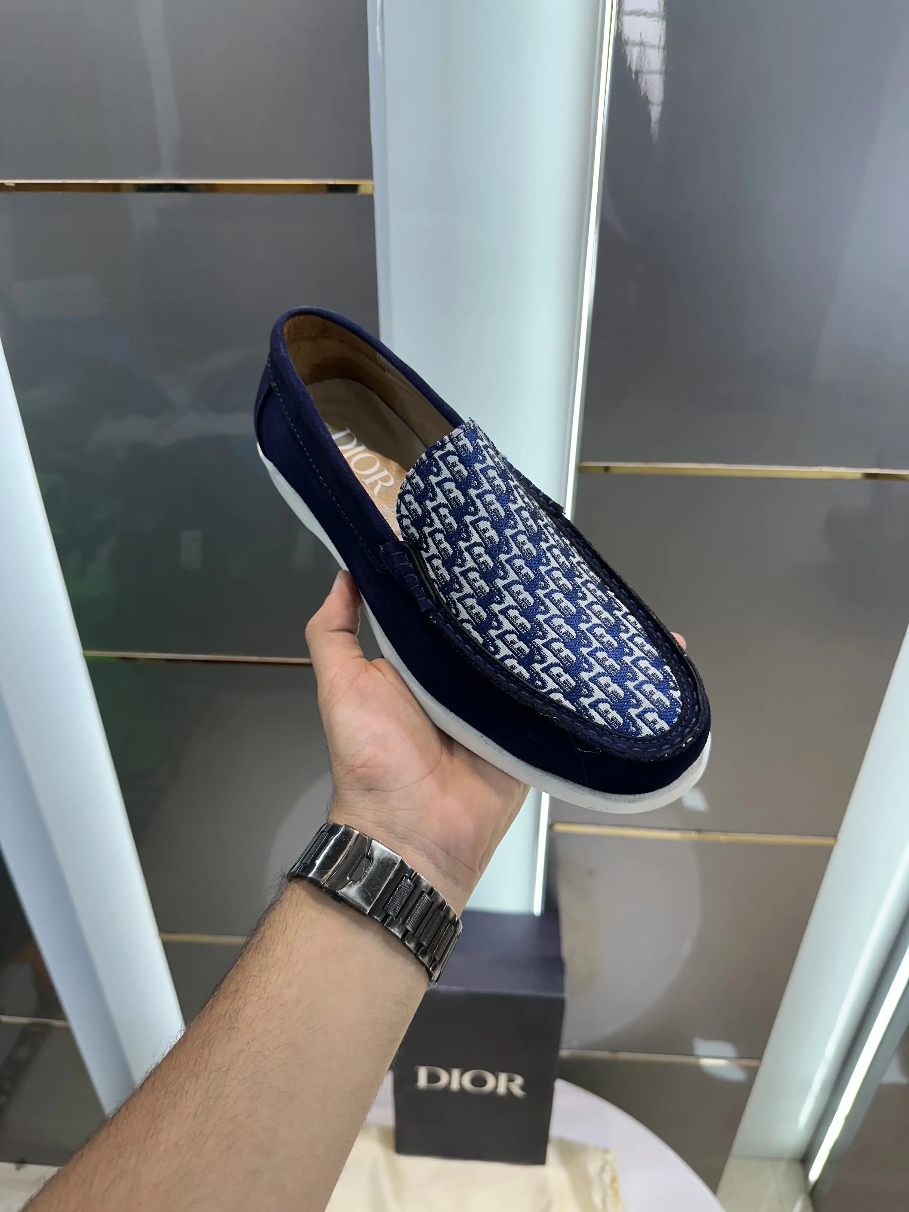 Dior_Monogram Blue Suede Leather Formal Loafer