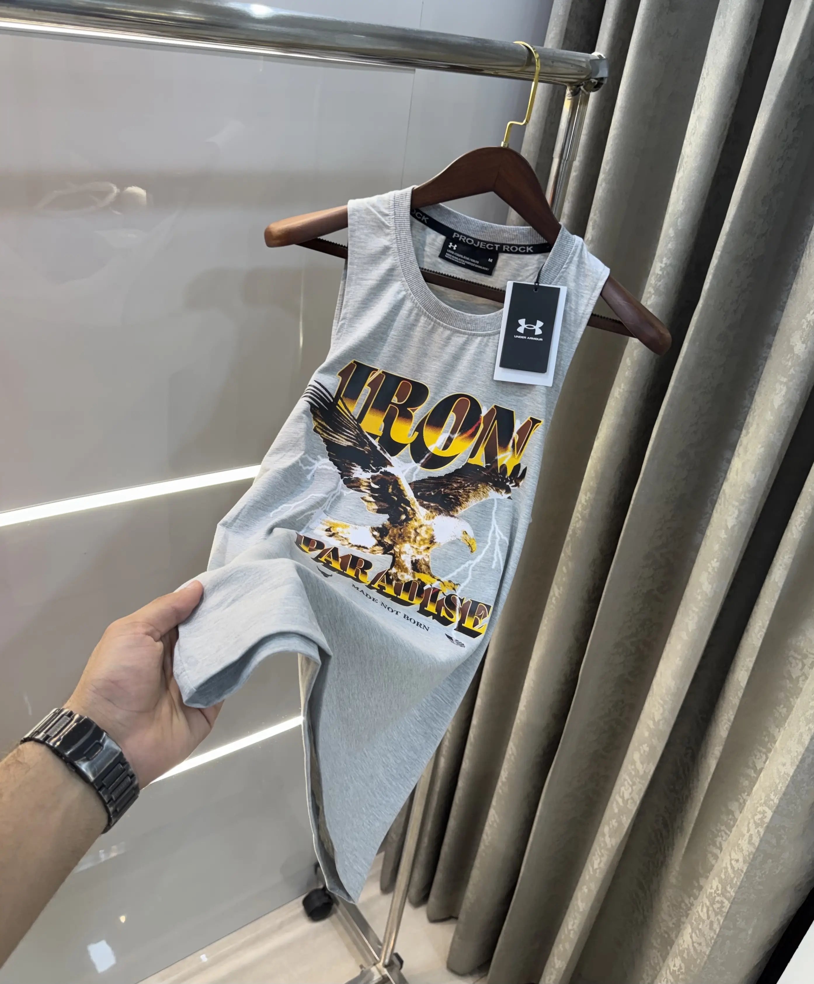 Under Armou r Grey Logo Print Premium Sando Main image