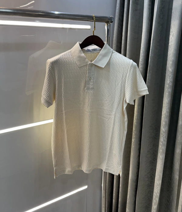 Zar a Cream Knitted Polo T-shirt