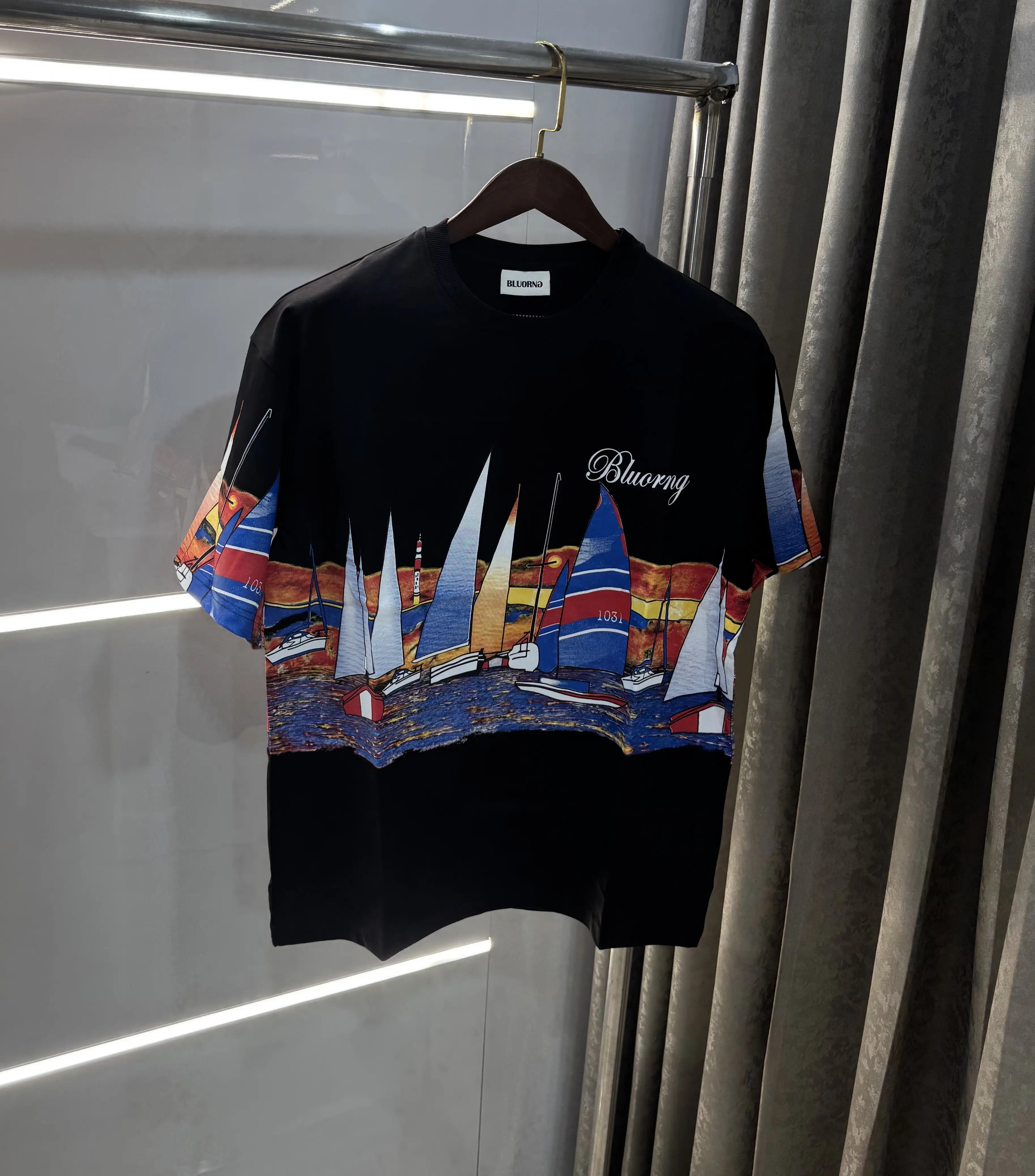 Bluorang Black Logo work Imported Oversized T-Shirt Secondary image