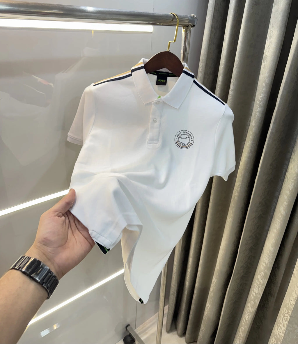 Hugo Bos s White Logo Work Premium Polo T-shirt