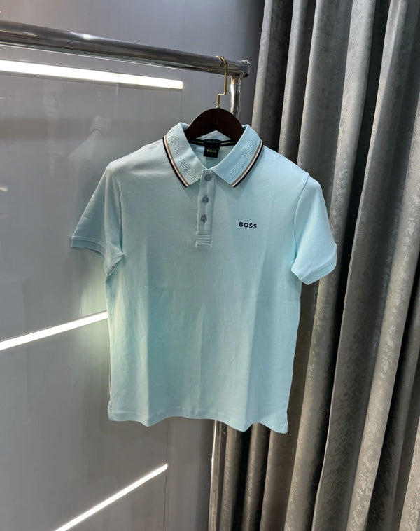 Hugo Bos s Sky Blue Logo Work Premium Polo T-shirt