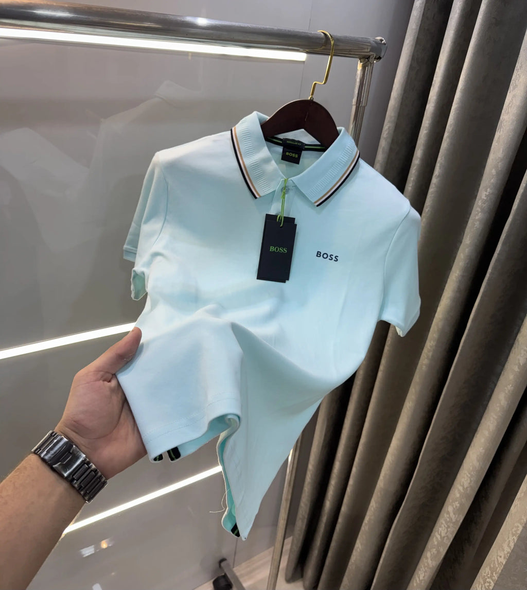 Hugo Bos s Sky Blue Logo Work Premium Polo T-shirt