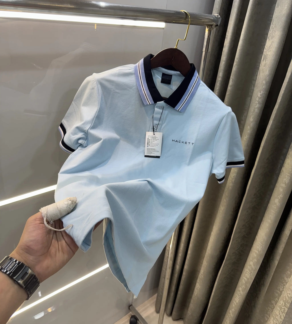 Hacket Sky Blue Logo Work Premium Polo T-Shirt