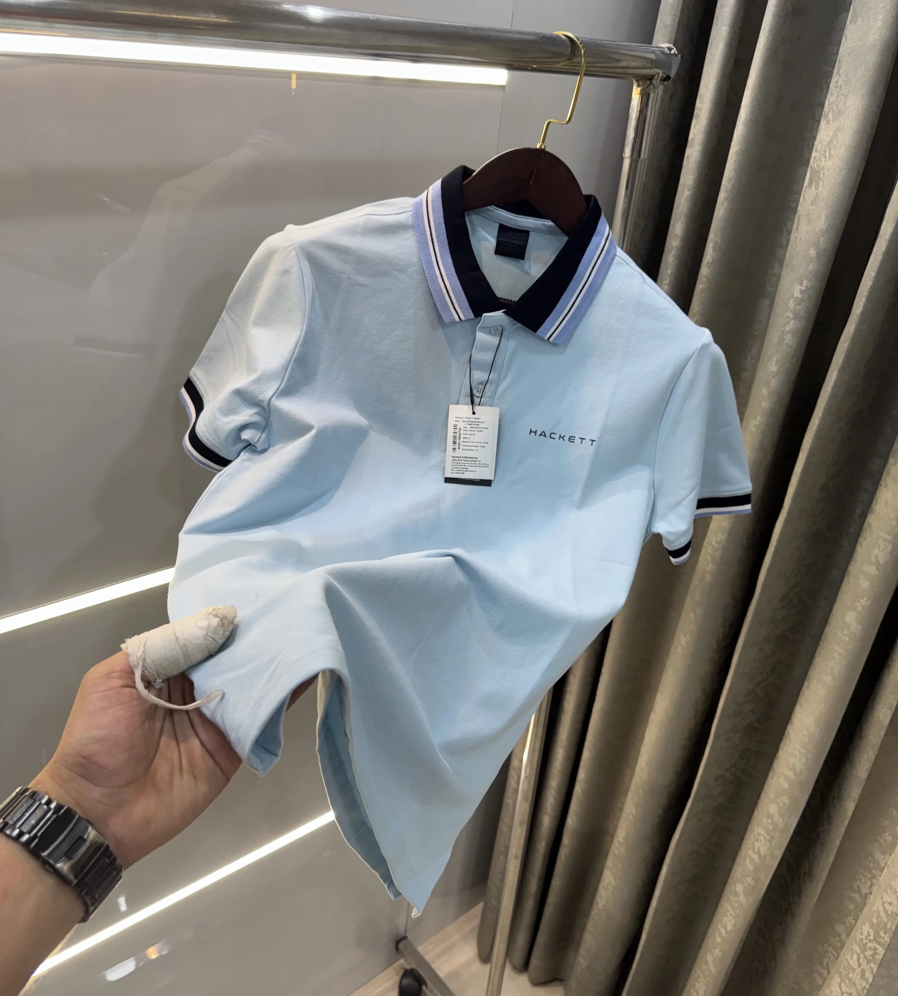 Hacket Sky Blue Logo Work Premium Polo T-Shirt