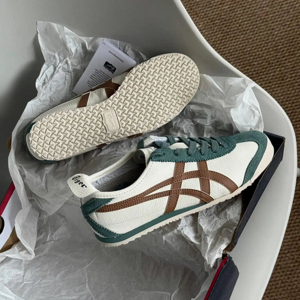 Onitsuka Tiger MEXICO 66 Cream Green Orange Sneakers Mens D-2090