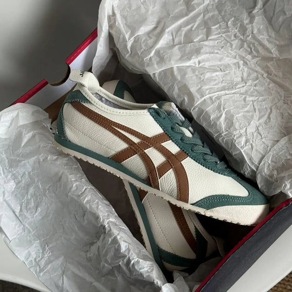 Onitsuka Tiger MEXICO 66 Cream Green Orange Sneakers Mens D-2090