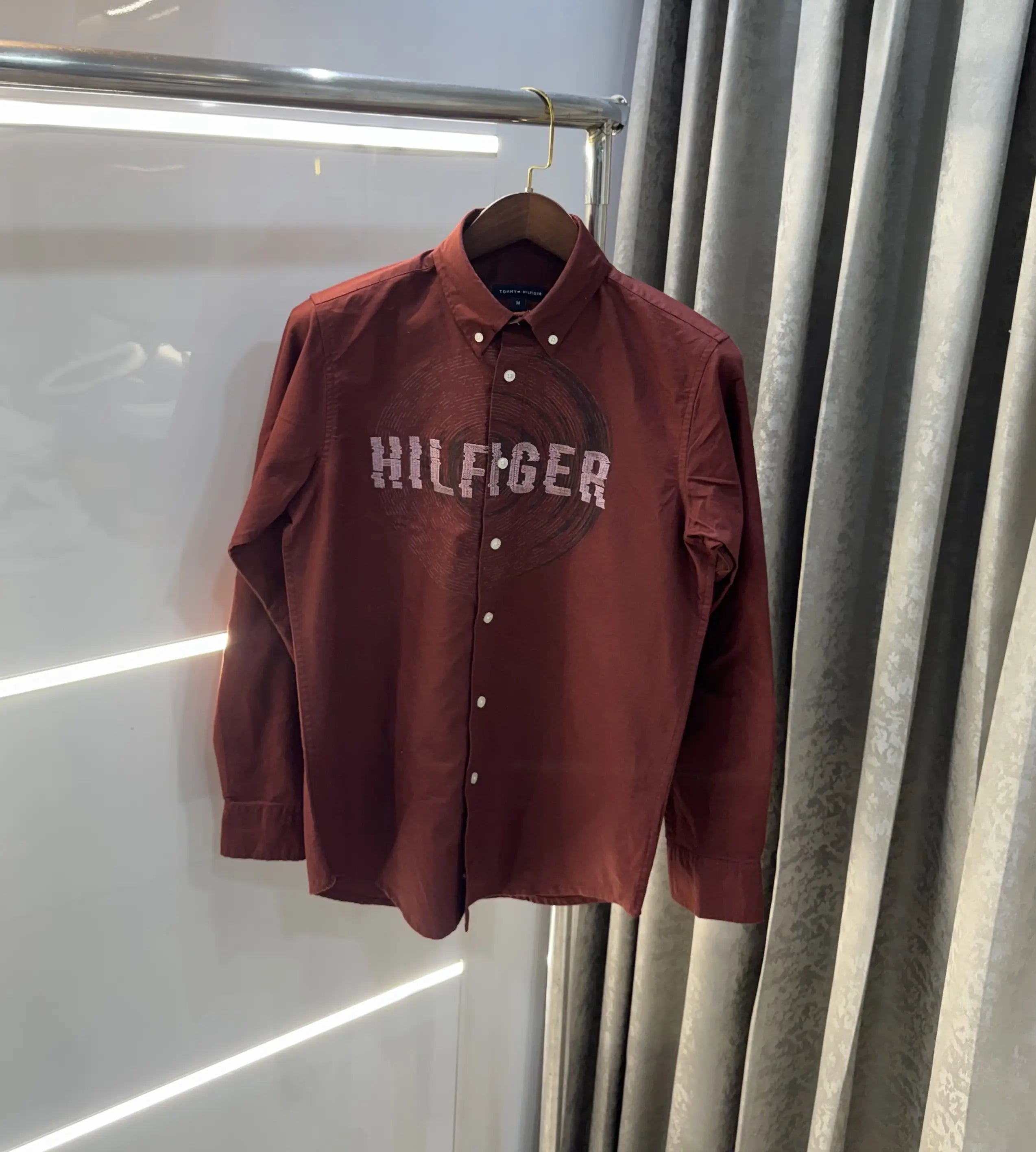 Tommy Hilfiger Maroon Embroidery Logo Work Premium Shirt Main image