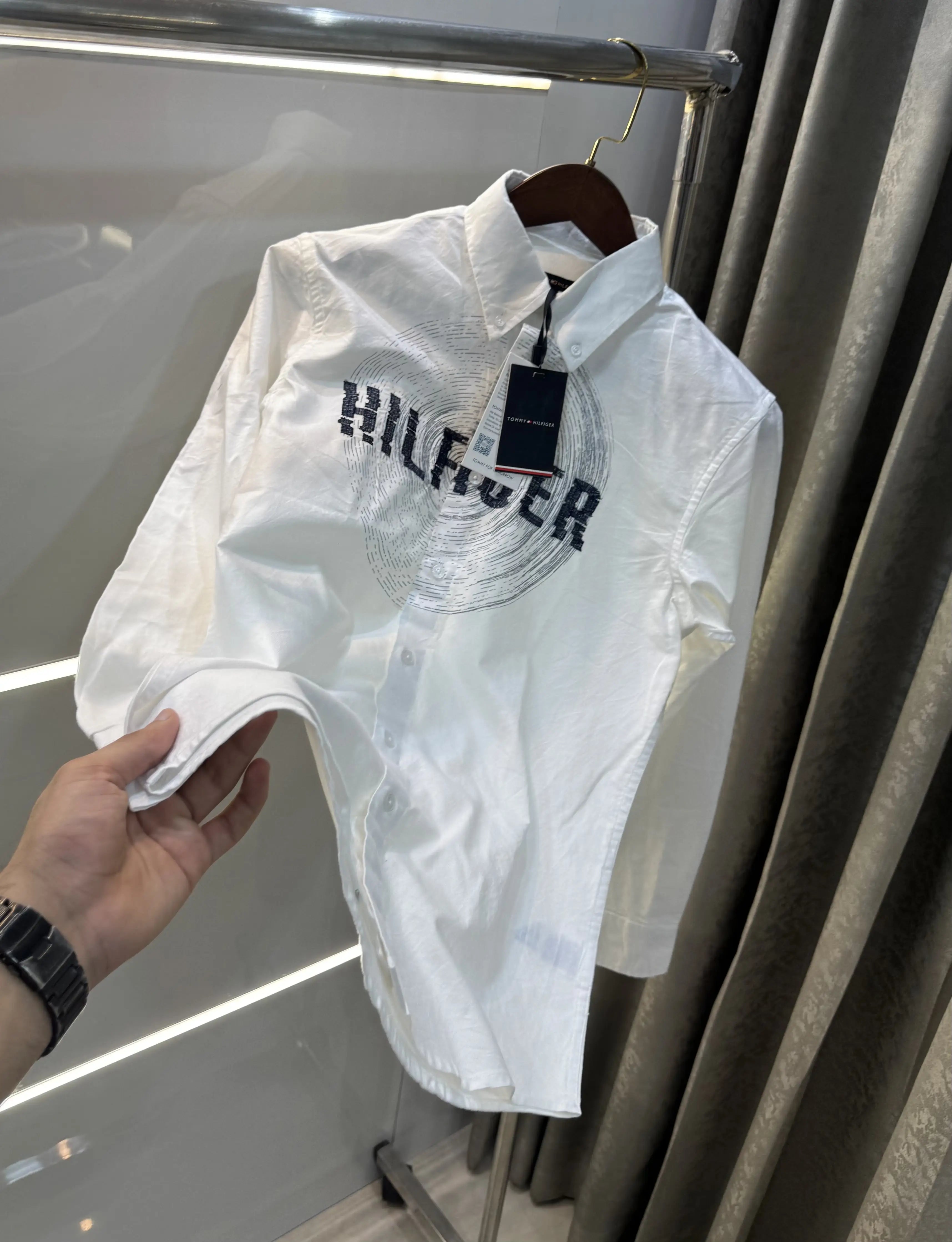 Tommy Hilfiger White Embroidery Logo Work Premium Shirt Main image
