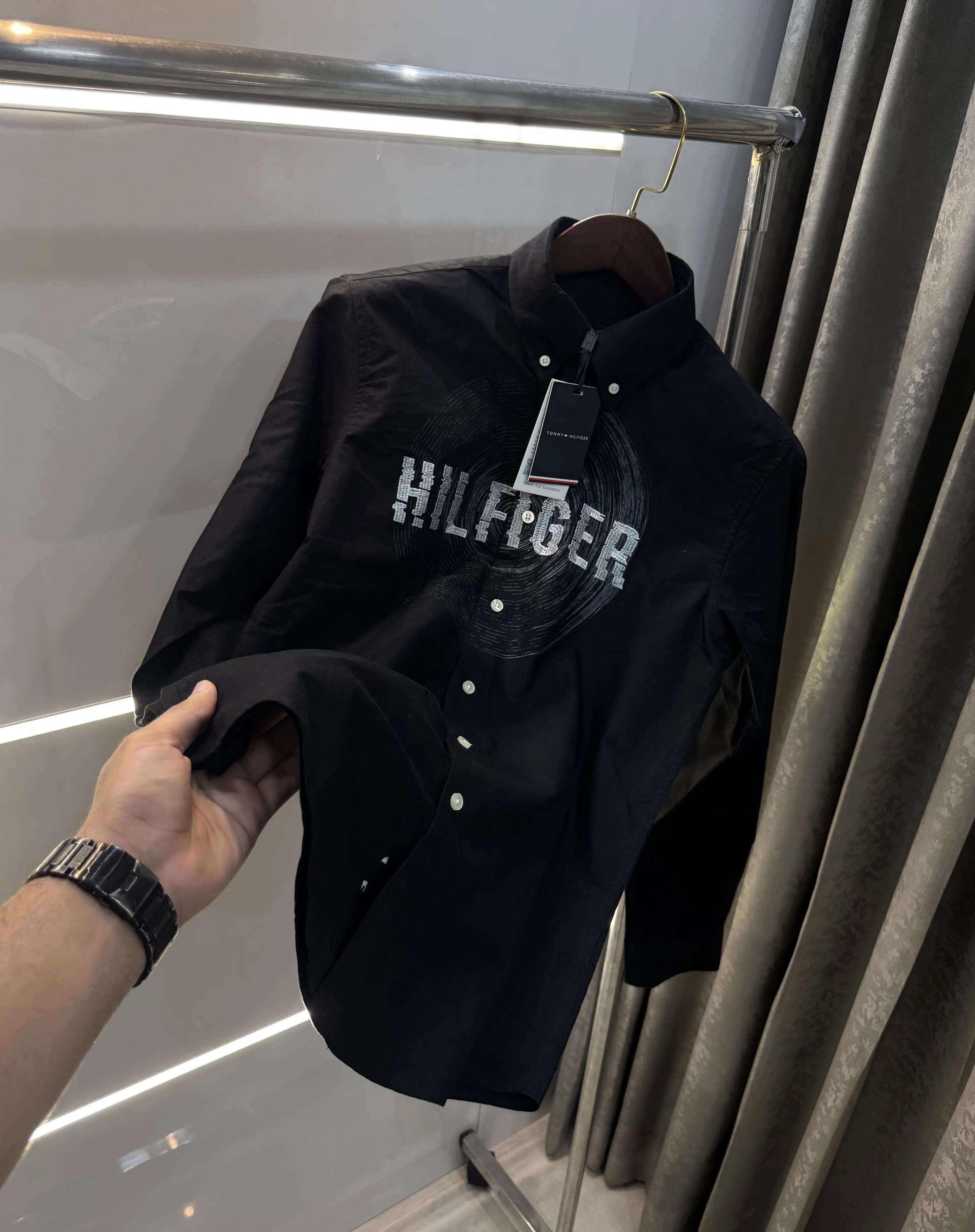 Tommy Hilfiger Black Embroidery Logo Work Premium Shirt Main image