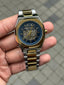 Arman i Exchange Skeleton Square Open Machine Gold Two Tone Blue Dial